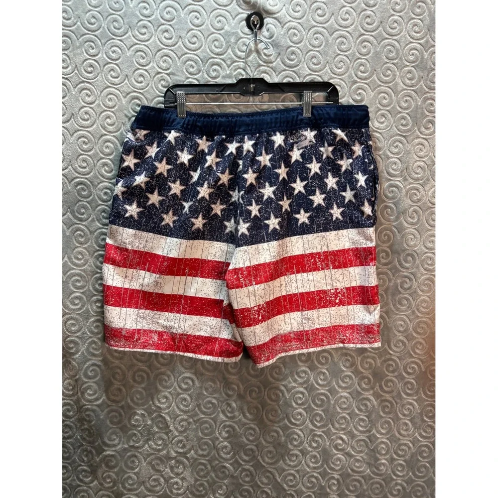 Red Head Brand‎ Co Mens Board Shorts American Flag Print Swim Trunks Size XL
